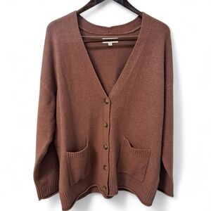 Lucky Brand Brown Button Front Cardigan Sweater Size L